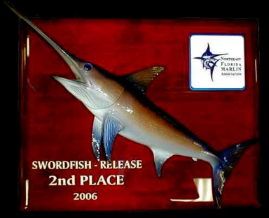 18" Swordfish on a Rosewood "piano Finish" Plaque