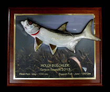 16" Tarpon on a Rosewood "piano Finish" Plaque with Gold Laser Engraving 16" Tarpon on a Rosewood "piano Finish" Plaque with Gold Laser Engraving