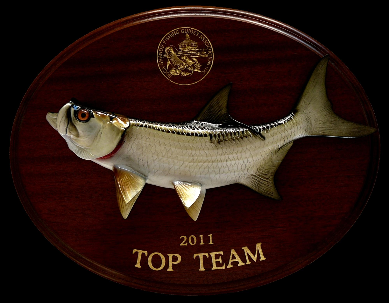 16" Tarpon on a Mahogany Plaque with Gold Laser Engraving