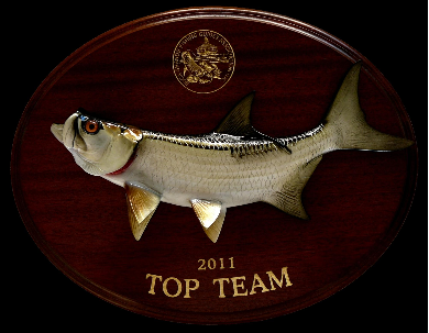 16" Tarpon on a Mahogany Plaque with Gold Laser Engraving 16" Tarpon on a Mahogany Plaque with Gold Laser Engraving