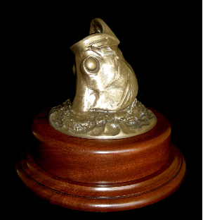 Bronze Tarpon Head Mount on a Rotating Mahogany Base